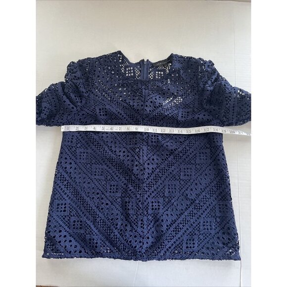 🌟NWT🌟Endless Rose Womens Medium Chevron Stripe Lace Top Shirt Blouse Navy New - Picture 8 of 12